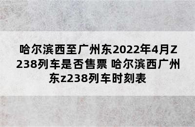 哈尔滨西至广州东2022年4月Z238列车是否售票 哈尔滨西广州东z238列车时刻表